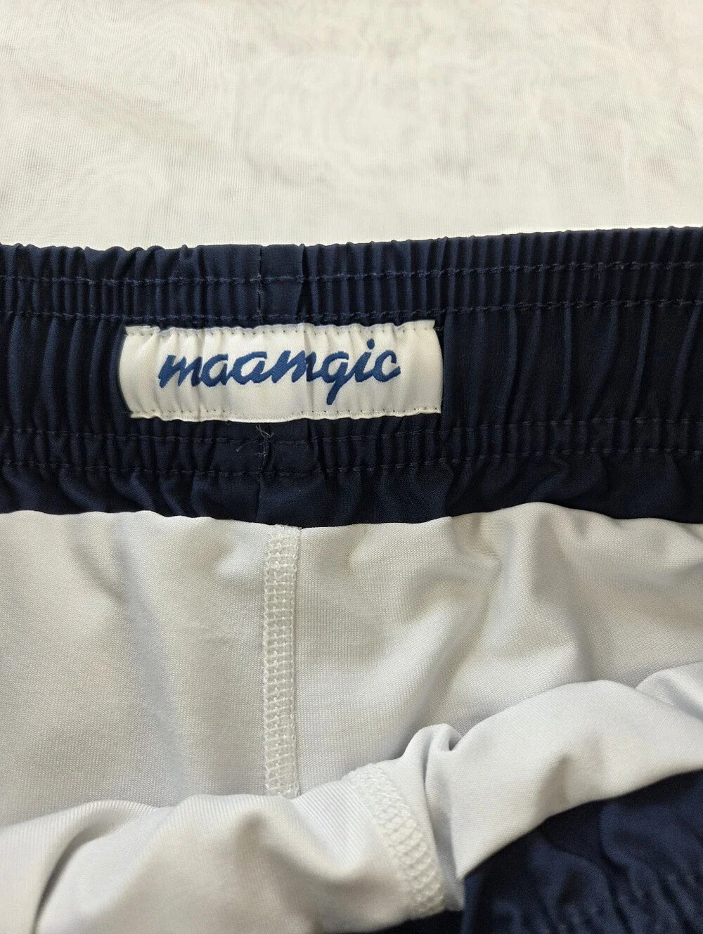 Maamgic Men's Striped Swim Trunks - Navy, Aqua & Coral With Undershorts Pockets